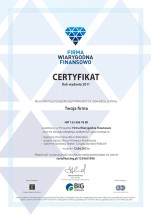 Certyfikat Firmy Wiarygodnej Finansowo